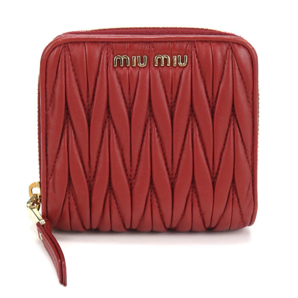 Miu Miu MIUMIU (OUTLET) Miu Outlet Bi-fold Wallet Compact Zip MatelassΓ© Women...